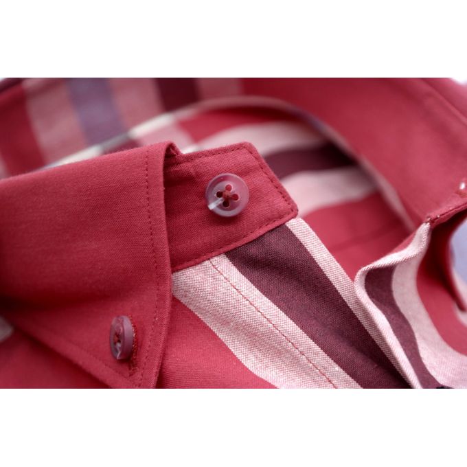 DANIEL BESSI Koszula męska fb333 czerwona, krata | Sklep GriShop.eu | Koszule