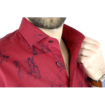 HARVEY JOHNSON Koszula męska HJ302 czerwona, wzór | Sklep GriShop.eu | Koszule