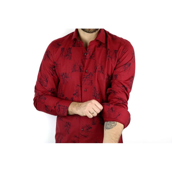 HARVEY JOHNSON Koszula męska HJ302 czerwona, wzór | Sklep GriShop.eu | Koszule