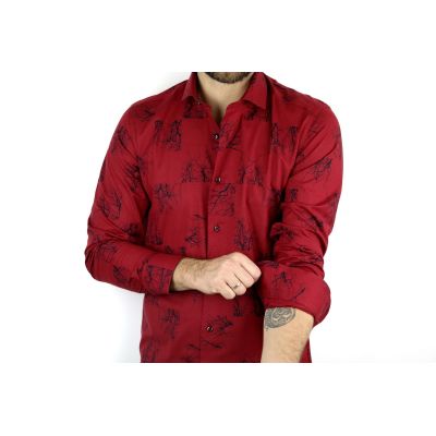 HARVEY JOHNSON Koszula męska HJ302 czerwona, wzór | Sklep GriShop.eu | Koszule