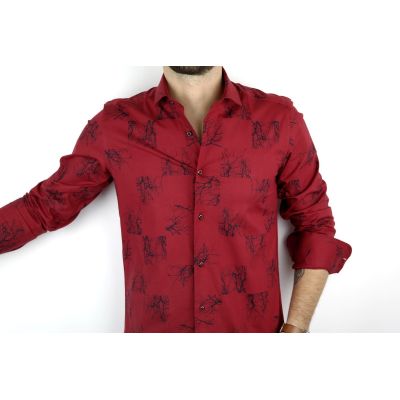 HARVEY JOHNSON Koszula męska HJ302 czerwona, wzór | Sklep GriShop.eu | Koszule
