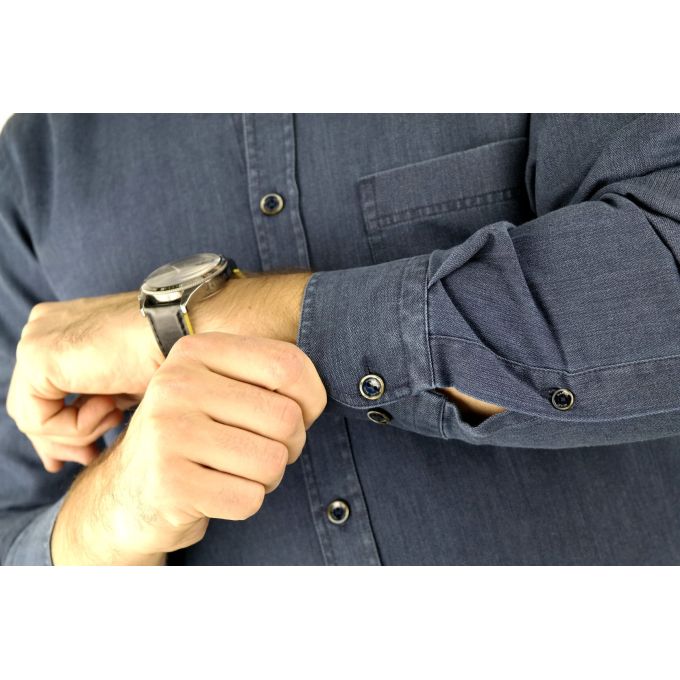 DANIEL BESSI Koszula męska fb779 granatowa, gładka, jeans | Sklep GriShop.eu | Koszule