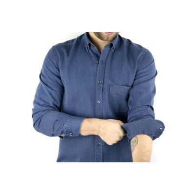 DANIEL BESSI Koszula męska fb779 granatowa, gładka, jeans | Sklep GriShop.eu | Koszule