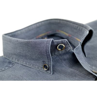 DANIEL BESSI Koszula męska fb779 granatowa, gładka, jeans | Sklep GriShop.eu | Koszule
