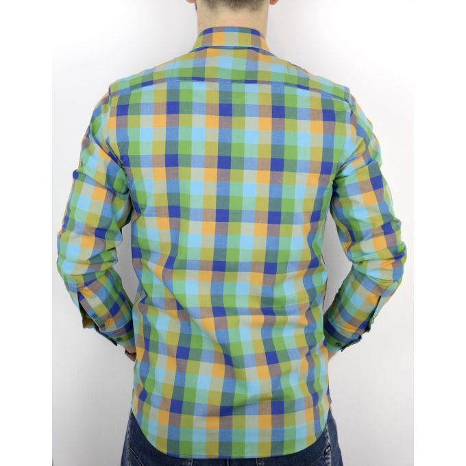 DANIEL BESSI Koszula męska fb232 kolorowa kratka, zielona | Sklep GriShop.eu | Koszule