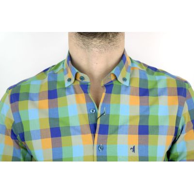 DANIEL BESSI Koszula męska fb232 kolorowa kratka, zielona | Sklep GriShop.eu | Koszule