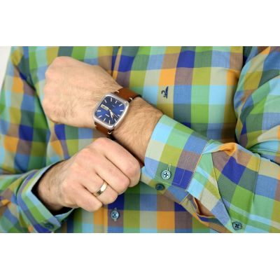 DANIEL BESSI Koszula męska fb232 kolorowa kratka, zielona | Sklep GriShop.eu | Koszule