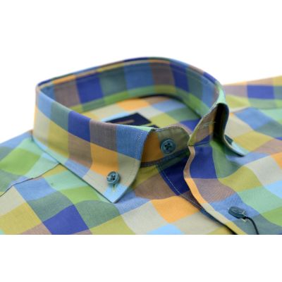 DANIEL BESSI Koszula męska fb232 kolorowa kratka, zielona | Sklep GriShop.eu | Koszule