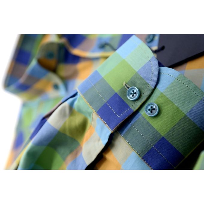 DANIEL BESSI Koszula męska fb232 kolorowa kratka, zielona | Sklep GriShop.eu | Koszule