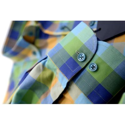 DANIEL BESSI Koszula męska fb232 kolorowa kratka, zielona | Sklep GriShop.eu | Koszule