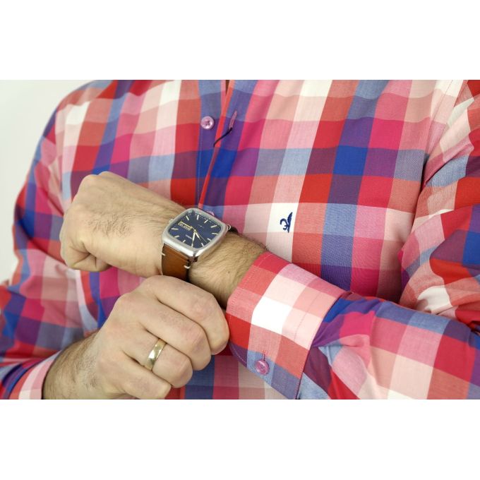 DANIEL BESSI Koszula męska fb233 kolorowa kratka, czerwona, niebieska | Sklep GriShop.eu | Koszule