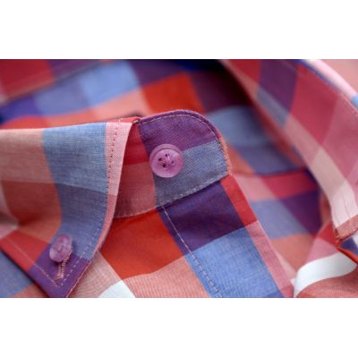 DANIEL BESSI Koszula męska fb233 kolorowa kratka, czerwona, niebieska | Sklep GriShop.eu | Koszule