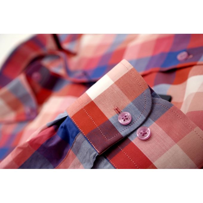 DANIEL BESSI Koszula męska fb233 kolorowa kratka, czerwona, niebieska | Sklep GriShop.eu | Koszule