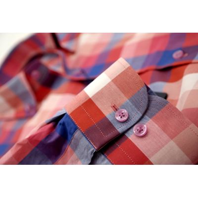 DANIEL BESSI Koszula męska fb233 kolorowa kratka, czerwona, niebieska | Sklep GriShop.eu | Koszule