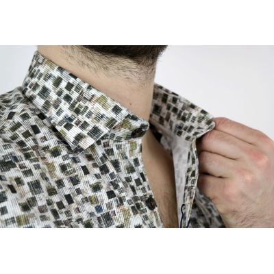 DANIEL BESSI Koszula męska fb334 beżowy, brązowy wzór | Sklep GriShop.eu | Koszule