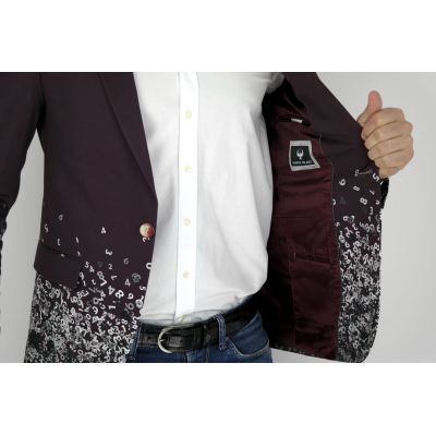 MARCO MILANO Marynarka męska bordo - cyferki | Sklep GriShop.eu | Marynarki