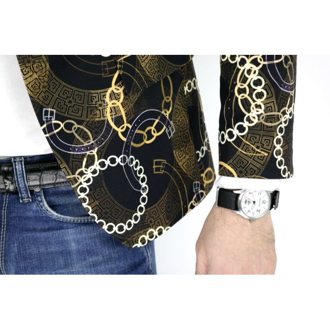 MARCO MILANO Marynarka męska czarna - łańcuchy | Sklep GriShop.eu | Marynarki