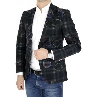 MARCO MILANO Marynarka męska czarna - koła | Sklep GriShop.eu | Marynarki