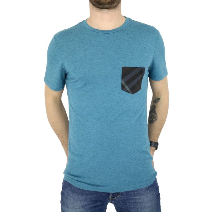 BURBERRY T-shirt męski niebieski kieszonka TBB01 | Sklep GriShop.eu | Koszulki