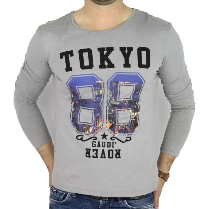 GAUDI longsleeve męski T-shirt popiel LGI01 | Grishop | Koszulki