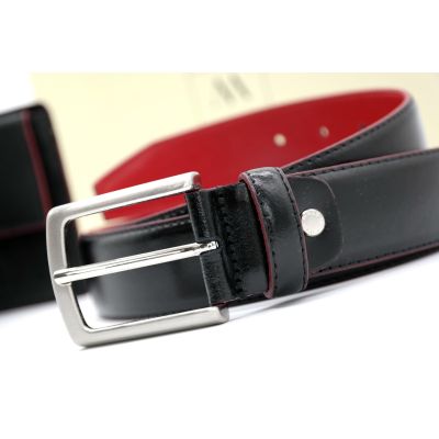 MADE IN ITALIA Zestaw Portfel + pasek czarny/czerwony PZIT03 | Sklep GriShop.eu | Galanteria i dodatki