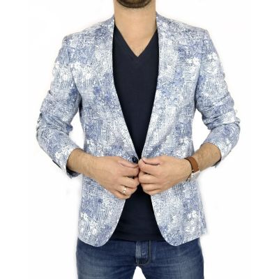 GIOVANNI PERA Marynarka męska D011 kwiaty kolor jeans | Sklep GriShop.eu | Marynarki