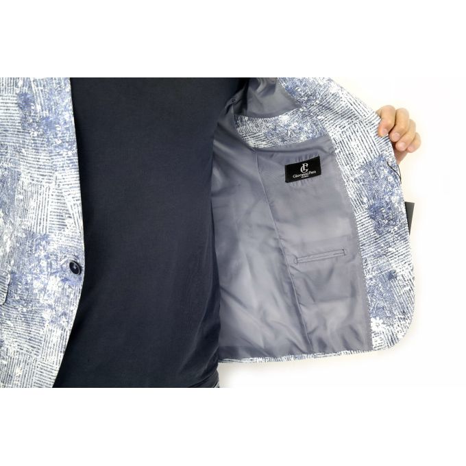 GIOVANNI PERA Marynarka męska D011 kwiaty kolor jeans | Sklep GriShop.eu | Marynarki