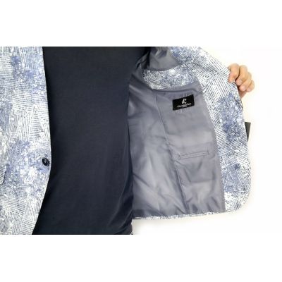GIOVANNI PERA Marynarka męska D011 kwiaty kolor jeans | Sklep GriShop.eu | Marynarki