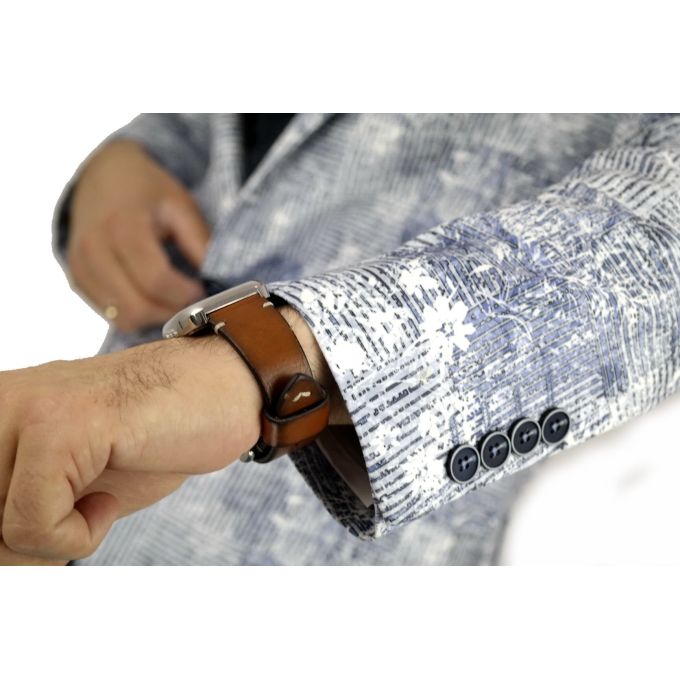 GIOVANNI PERA Marynarka męska D011 kwiaty kolor jeans | Sklep GriShop.eu | Marynarki