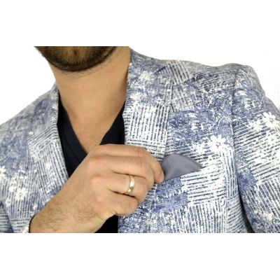 GIOVANNI PERA Marynarka męska D011 kwiaty kolor jeans | Sklep GriShop.eu | Marynarki