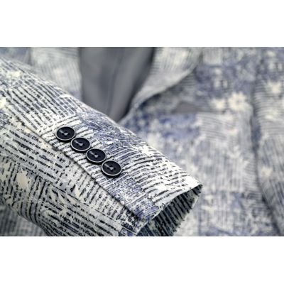 GIOVANNI PERA Marynarka męska D011 kwiaty kolor jeans | Sklep GriShop.eu | Marynarki