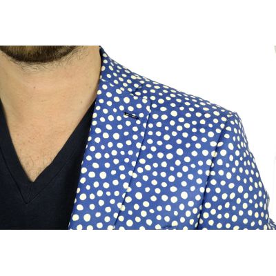 GIOVANNI PERA Marynarka męska D010 grochy niebieska | Sklep GriShop.eu | Marynarki