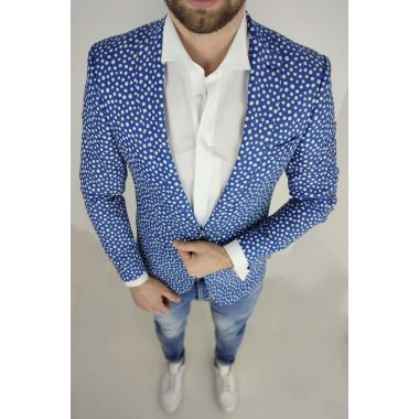 GIOVANNI PERA Marynarka męska D010 grochy niebieska | Sklep GriShop.eu | Marynarki 2