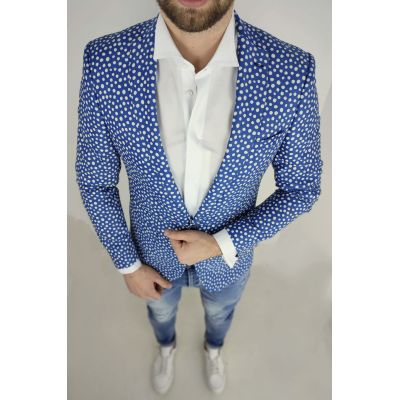 GIOVANNI PERA Marynarka męska D010 grochy niebieska | Sklep GriShop.eu | Marynarki