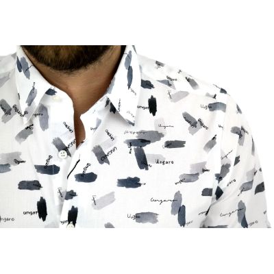 UNGARO Koszula męska biała/szara KUNG02 | Grishop | Koszule