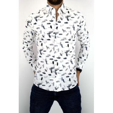 UNGARO Koszula męska biała/szara KUNG02 | Grishop | Koszule 2