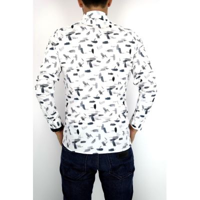 UNGARO Koszula męska biała/szara KUNG02 | Grishop | Koszule