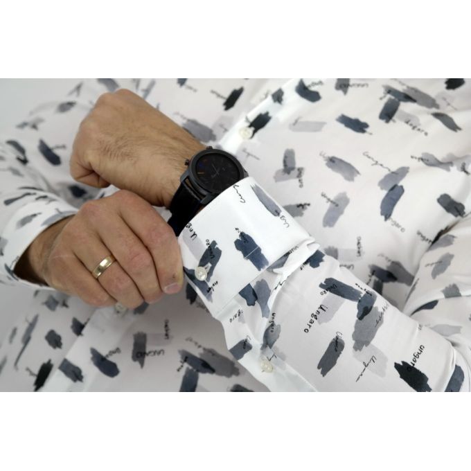 UNGARO Koszula męska biała/szara KUNG02 | Grishop | Koszule