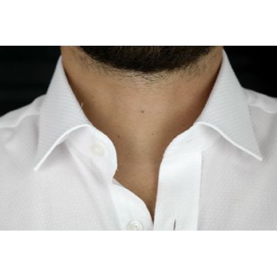 DANIEL BESSI Koszula męska fb122 biała, tłoczony drobny wzór, kieszonka | Sklep GriShop.eu | Koszule