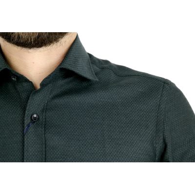 DANIEL BESSI Koszula męska fb682 ciemny zielony, drobny wzór | Sklep GriShop.eu | Koszule