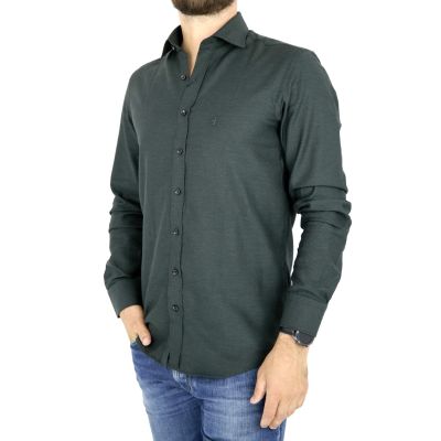 DANIEL BESSI Koszula męska fb682 ciemny zielony, drobny wzór | Sklep GriShop.eu | Koszule