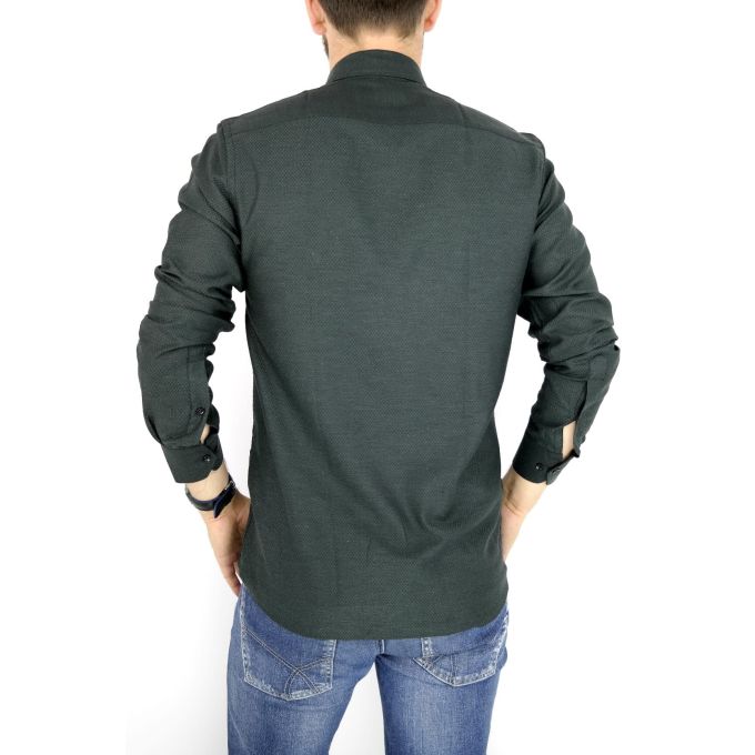 DANIEL BESSI Koszula męska fb682 ciemny zielony, drobny wzór | Sklep GriShop.eu | Koszule