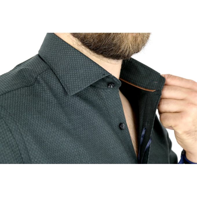 DANIEL BESSI Koszula męska fb682 ciemny zielony, drobny wzór | Sklep GriShop.eu | Koszule