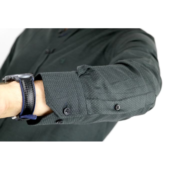 DANIEL BESSI Koszula męska fb682 ciemny zielony, drobny wzór | Sklep GriShop.eu | Koszule