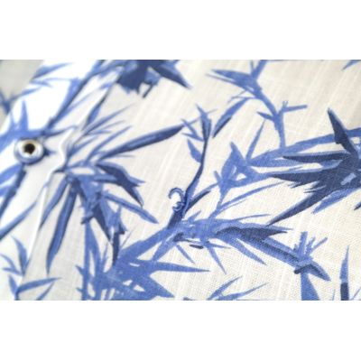 DANIEL BESSI Koszula męska fb374 biała, niebieski wzór, liście | Sklep GriShop.eu | Koszule