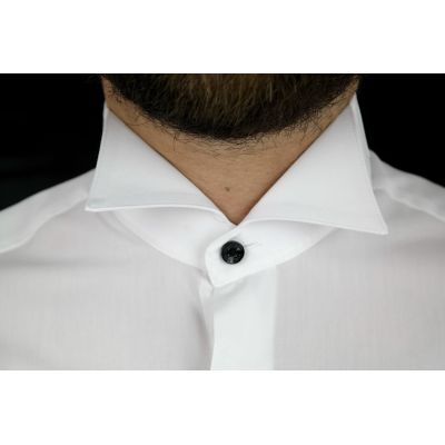 DANIEL BESSI Koszula męska biała na spinki fb003 | Sklep GriShop.eu | Koszule