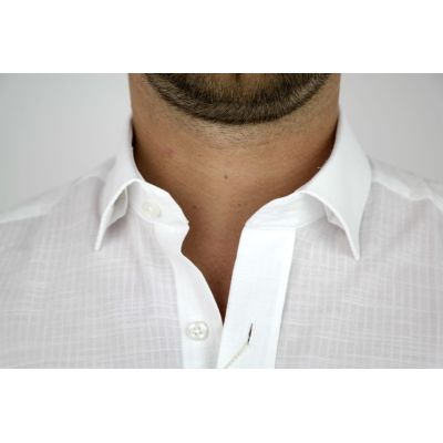 DANIEL BESSI Koszula męska fb164 biała, drobny wzór, tłoczony prążek | Sklep GriShop.eu | Koszule