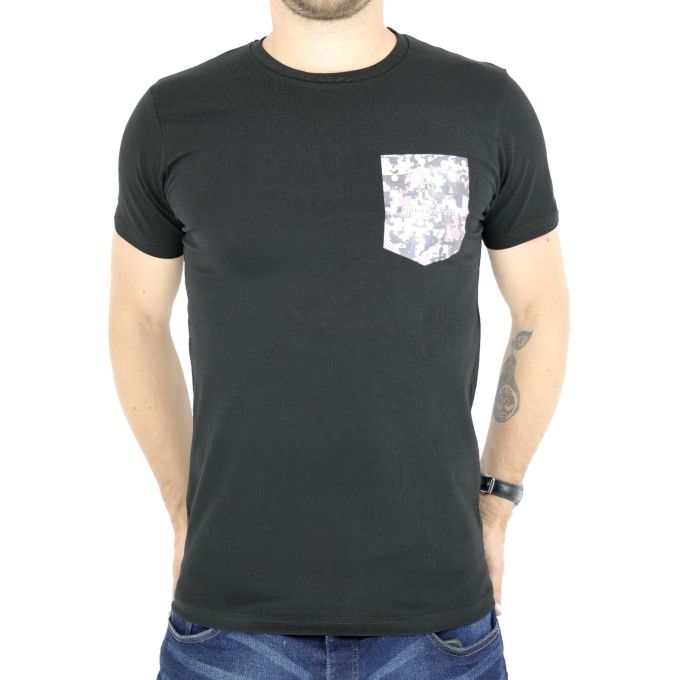 GIOVANNI PERA T-shirt męski czarny puzzle TGP03 | Grishop | Koszulki