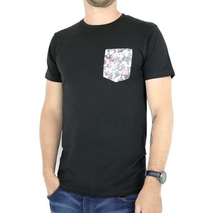 GIOVANNI PERA T-shirt męski czarny puzzle TGP03 | Grishop | Koszulki