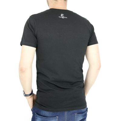 GIOVANNI PERA T-shirt męski czarny puzzle TGP03 | Grishop | Koszulki